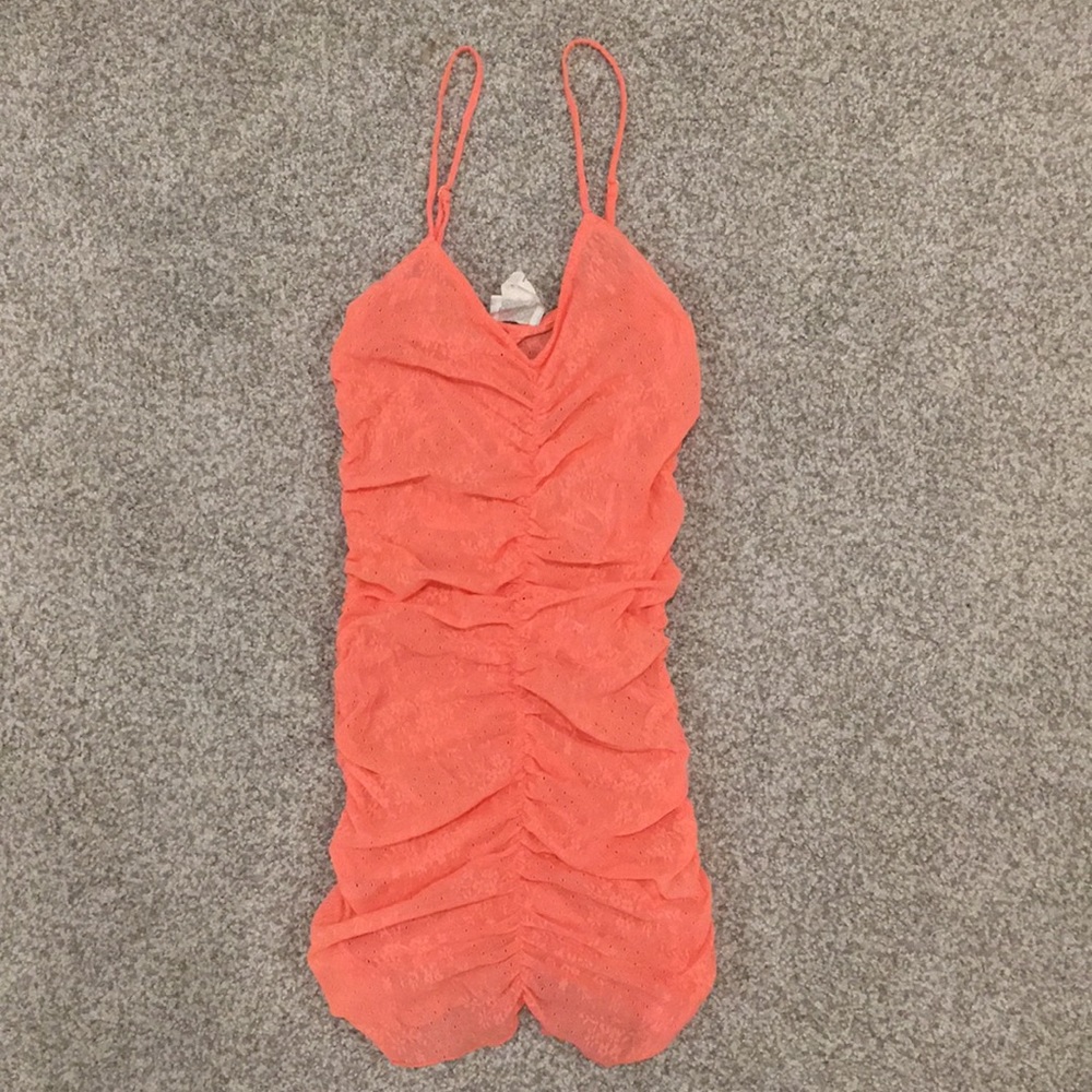 Free People sheer lace cami in coral